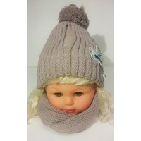 Detské čiapky dievčenské zimné + šálik - model 785 - c